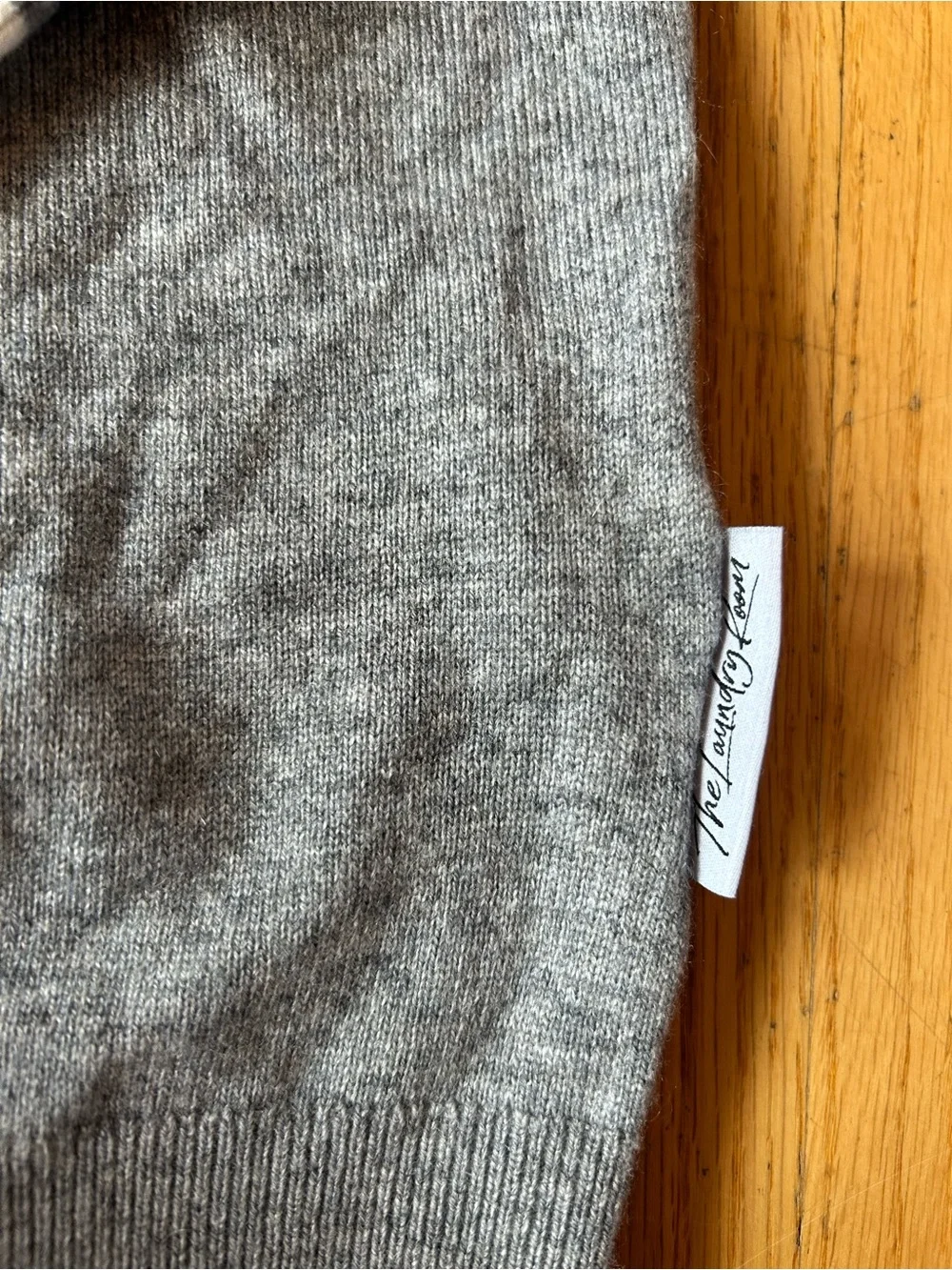 The Laundry Room Gray Crewneck Sweater with Navy Sleeves